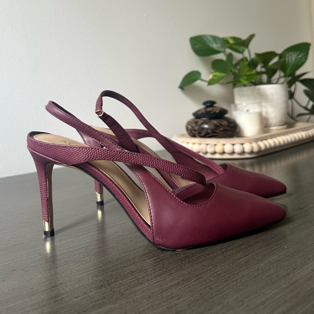 Aldo Red Slingback Heels with Metallic Slim Heel